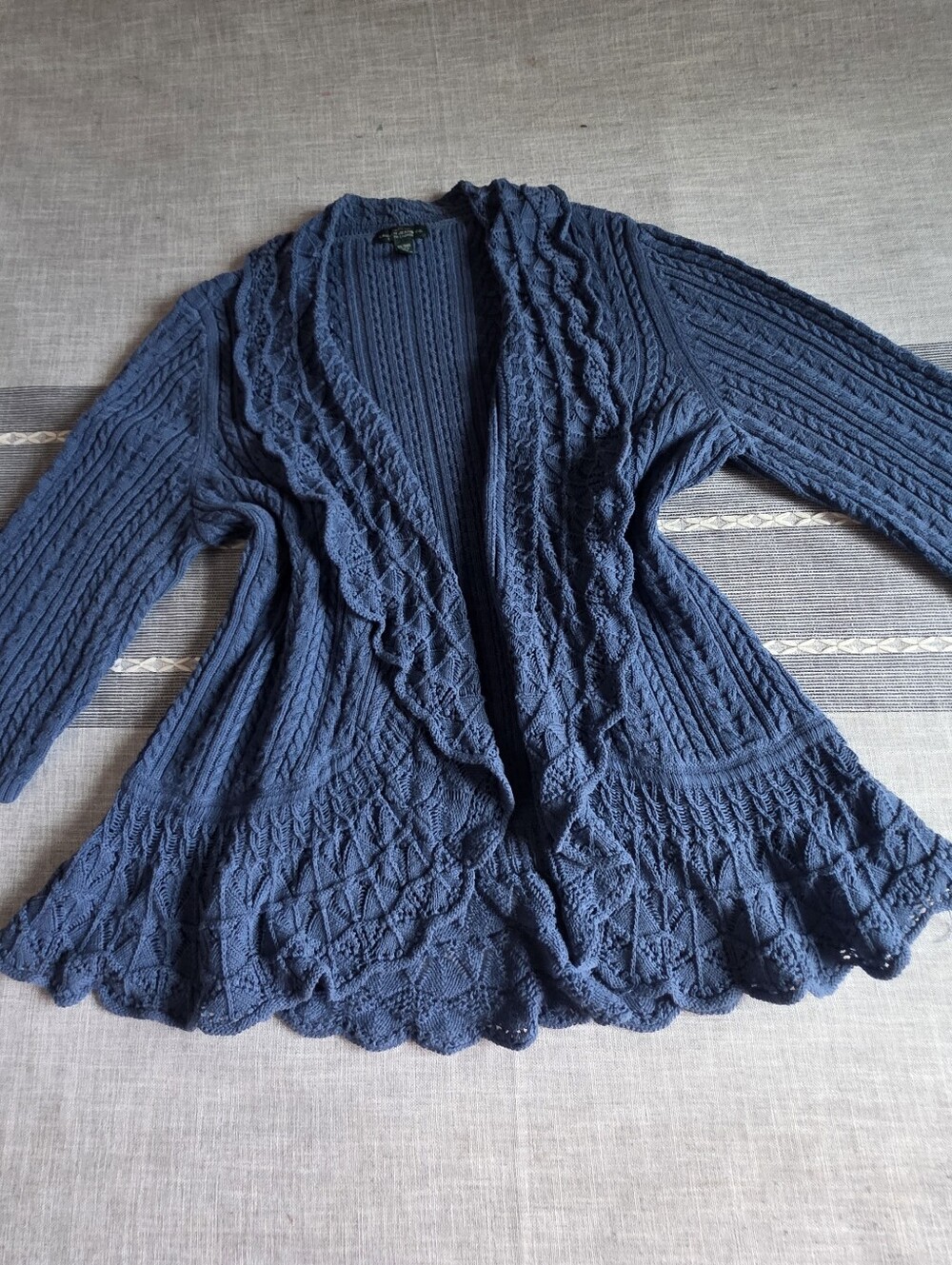Ralph Lauren | Cable Knit Open Front Cardigan Sweater - Blue | Size 3X/3XG